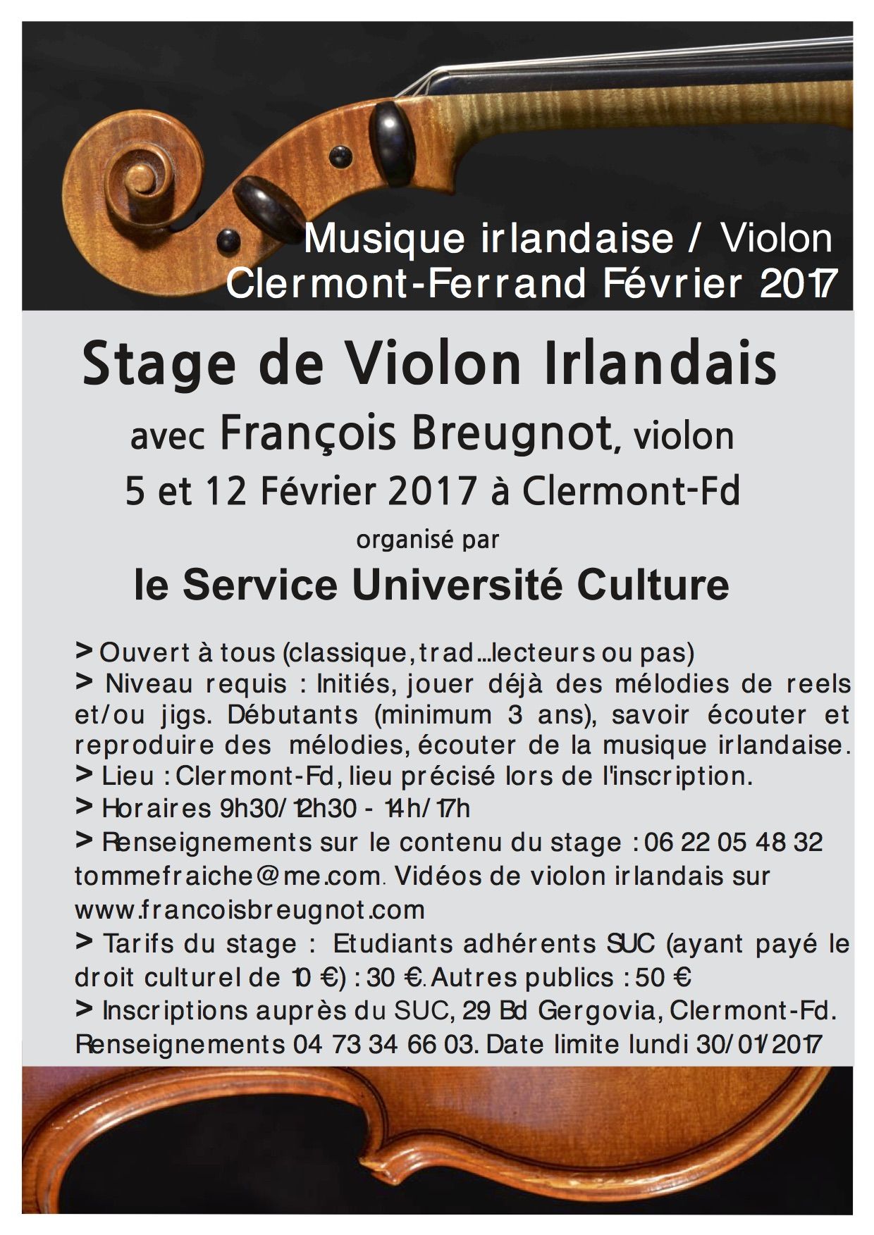 Stage de violon irlandais avec François Breugnot