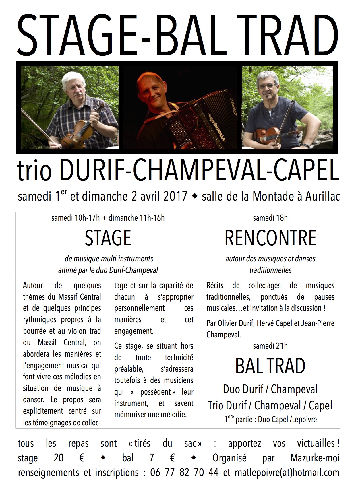 Bal Trad’ et Conférence avec le Trio Durif/Champeval/Capel