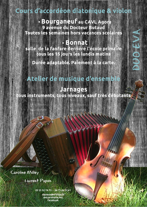 Cours de musiques traditionnelles à Bourganeuf, Bonnat et Jarnages