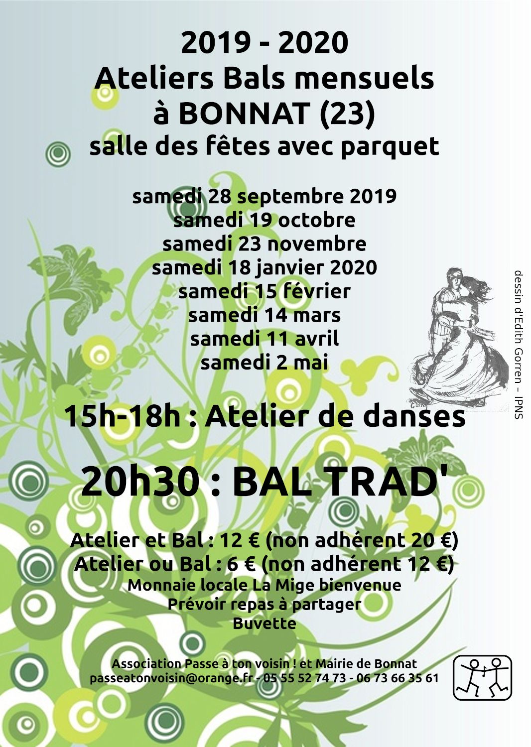 Atelier-bal mensuel à Bonnat 2019-2020
