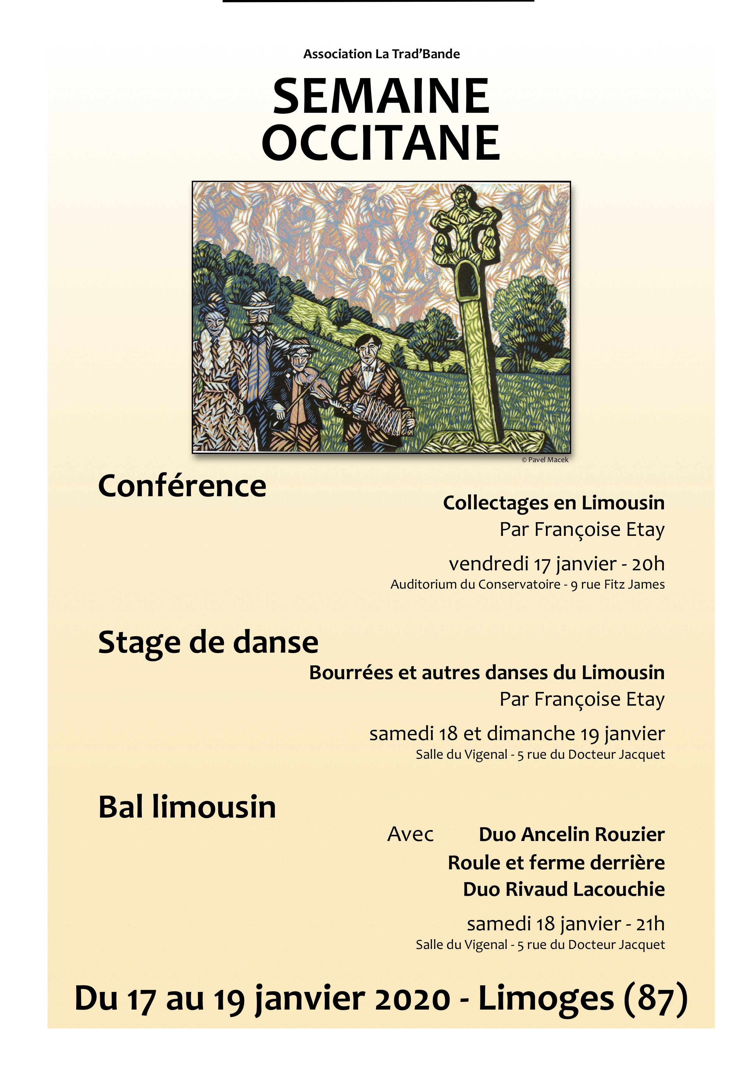 Stage de bourrées et autres danses du Limousin par Françoise Etay et Bal Trad’
