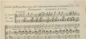 Une des premières publication d'une romance de Montlosier sur un air de montagnarde auvergnate (1793)