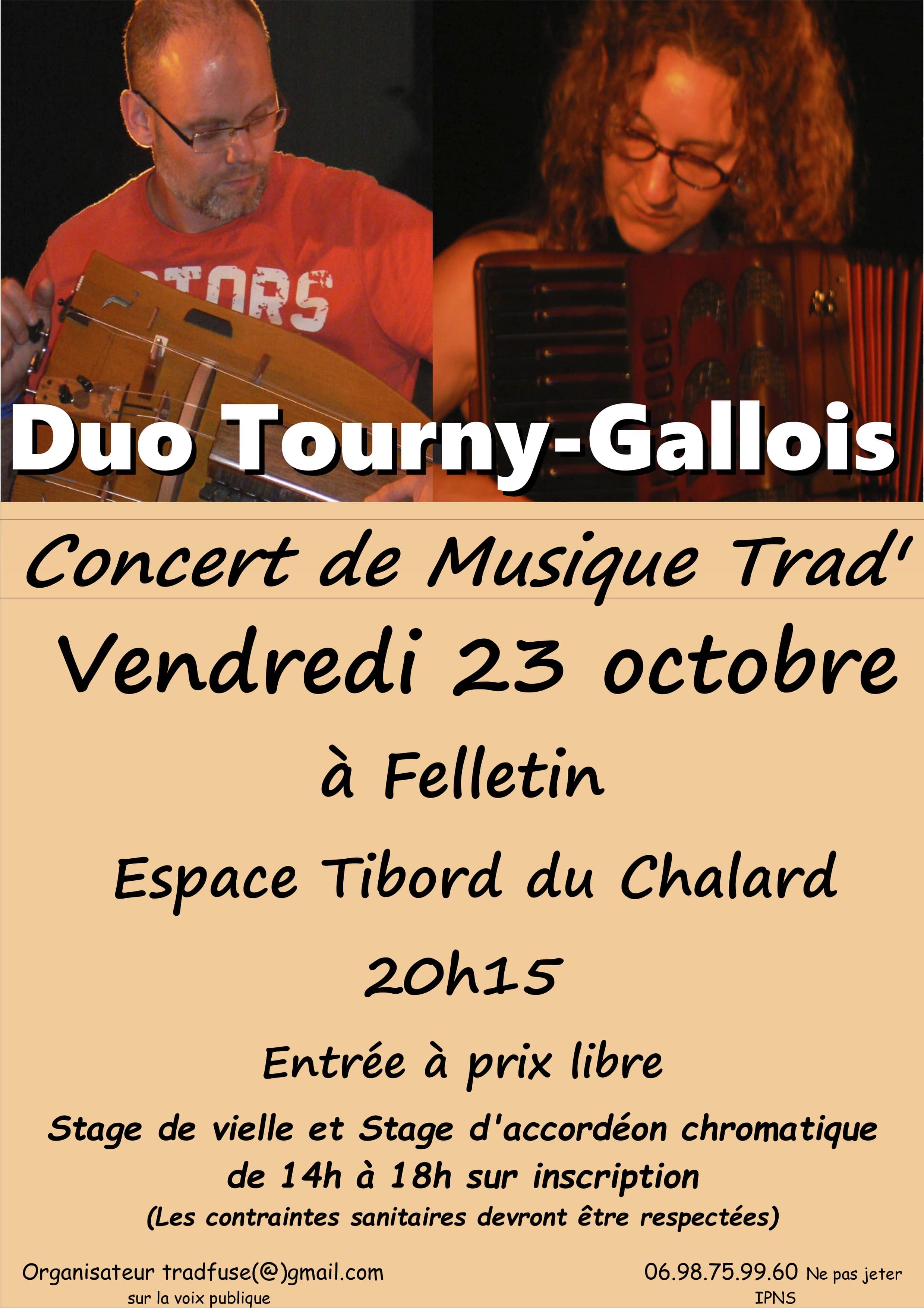 Stage vielle/accordéon chromatique & concert « Duo Tourny-Gallois »