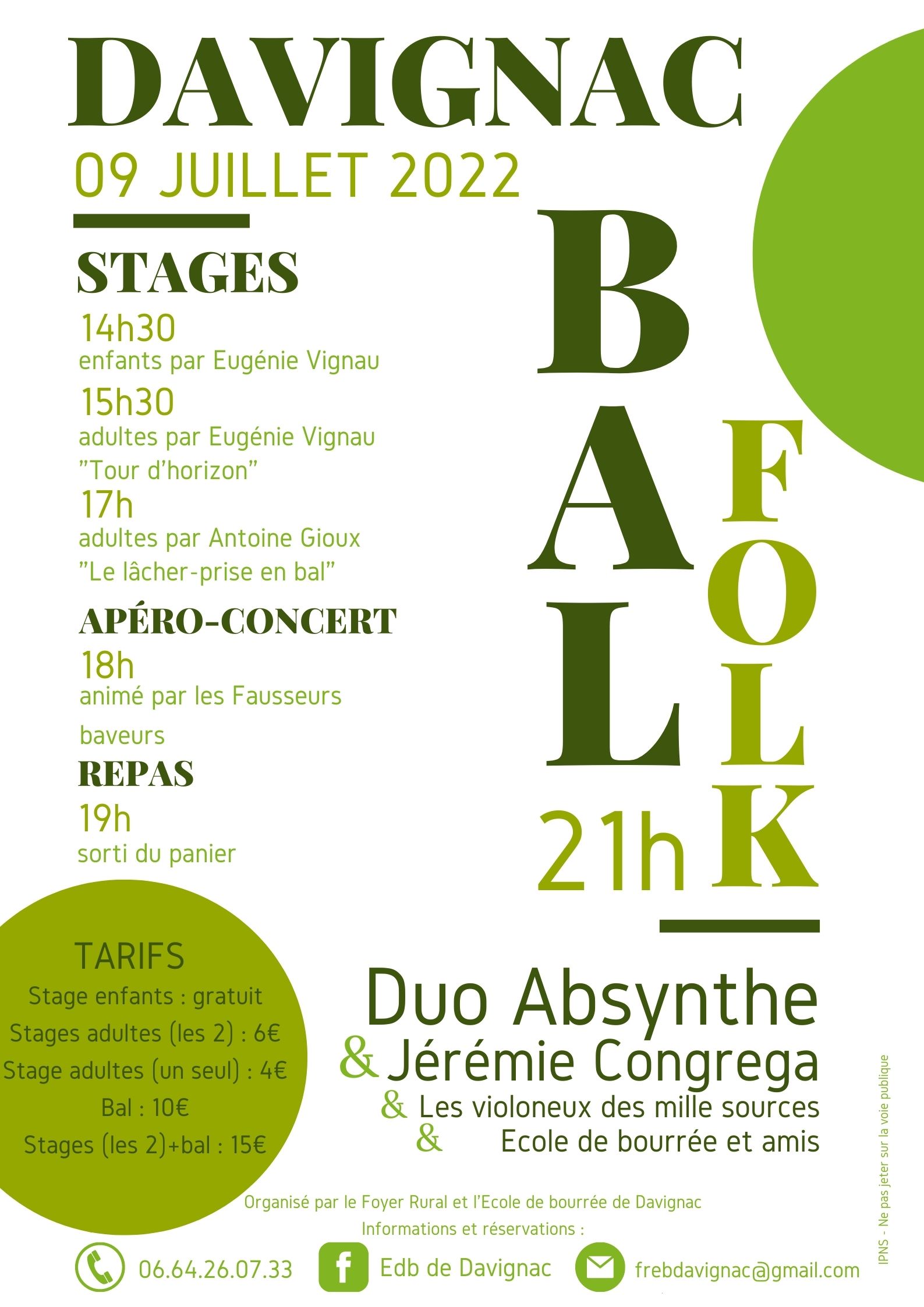 Stages et bal Trad’ à Davignac