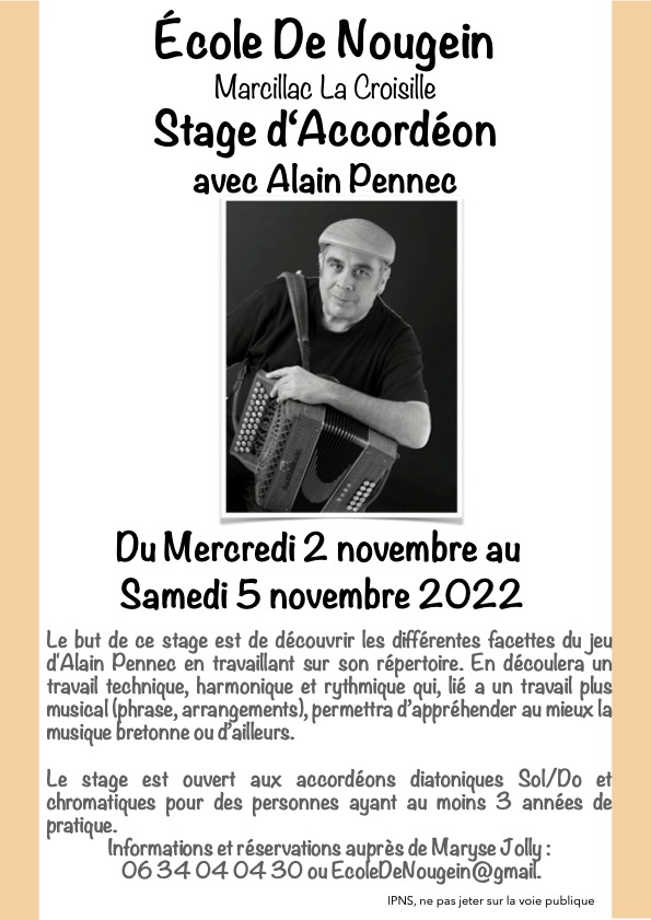 Stage d’accordéon diatonique et chromatique avec Alain Pennec