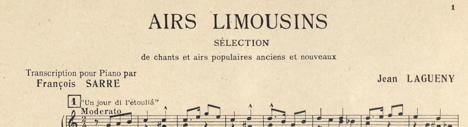 Illustration : titre de la partition des « Airs Limousins » de J. Lagueny et F. Sarre