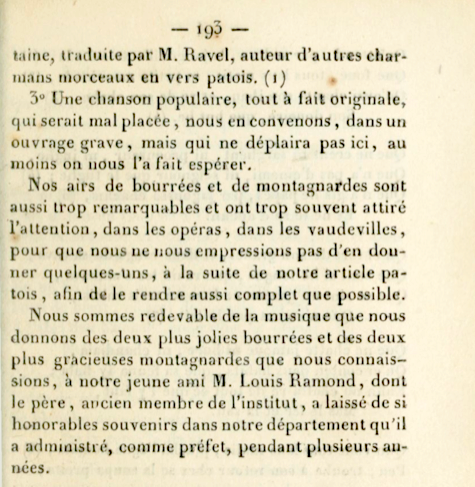Illustration : extrait du texte de présentation des musiques dans « Le Guide du Voyageur à Clermont-Ferrand »