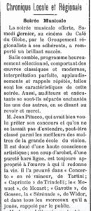 Illustration : compte-rendu de concert (Le Moniteur d'issoire, 30/06/1926)