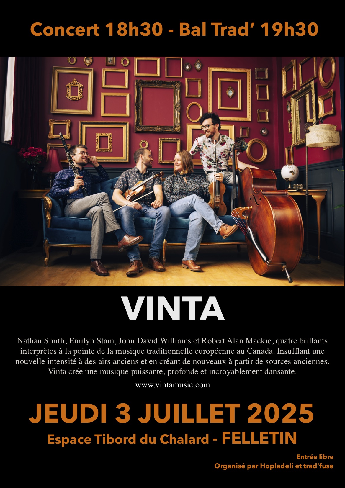 Jeudi 3 juillet Concert – Bal avec Vinta